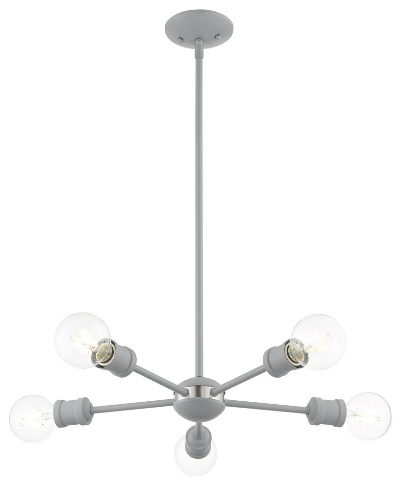 Livex Lighting Lansdale 5 Light Nordic Gray, Brushed Nickel Accents Chandelier