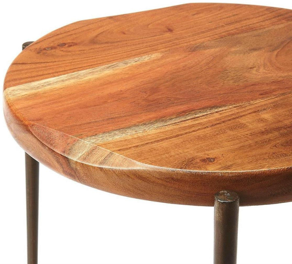 End Table Side Modern Contemporary Round Live Edge Distressed Solid