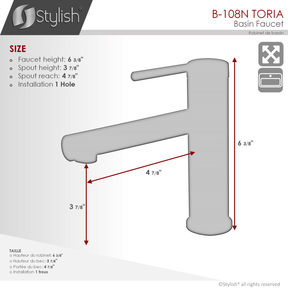 STYLISH Single Handle Modern Bathroom Faucet Basin Sink Faucet, Matte Black
