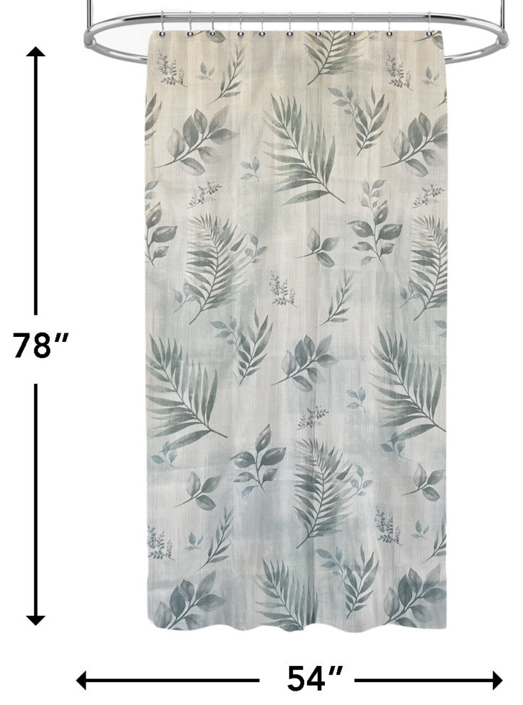 Rothbury Leaf Pattern Fabric Shower Curtain, White, 54x78", Rothbury Leaf