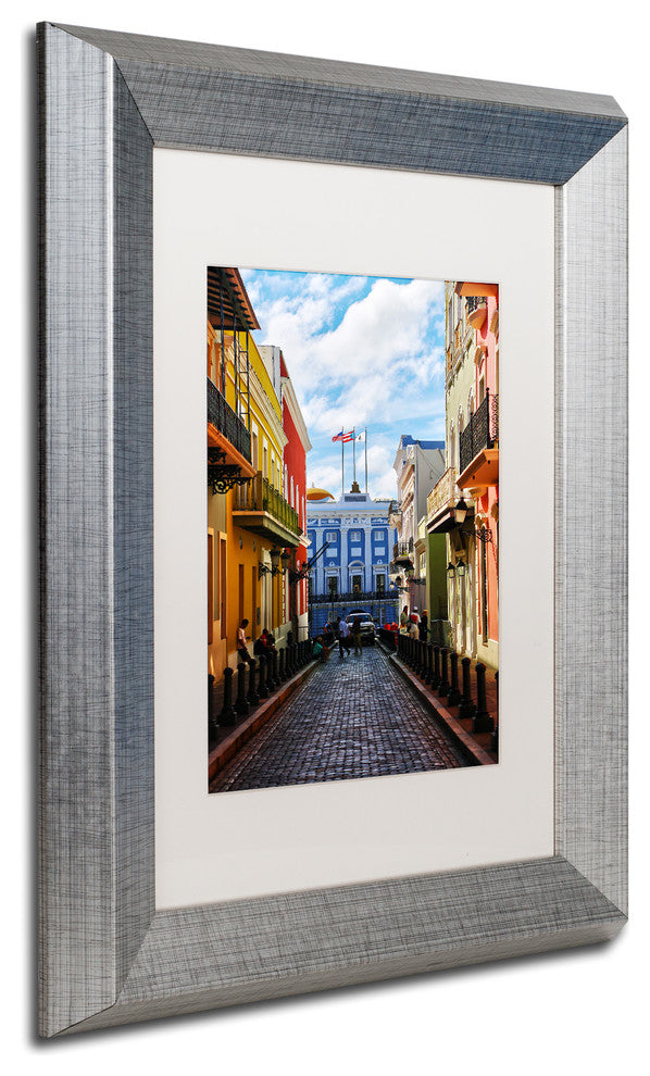 CATeyes 'Old San Juan 7' Matted Framed Art, Silver Frame, White Mat, 14x11