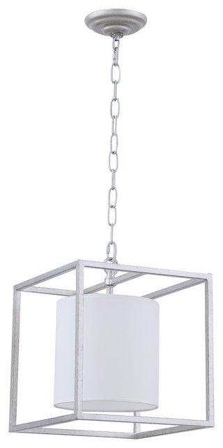 Vintage Silver Finish And White Shade 1-Light Pendant
