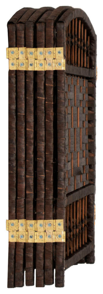 2 ft. Short Fiber Weave Room Divider Dark Mocha 6 Panels
