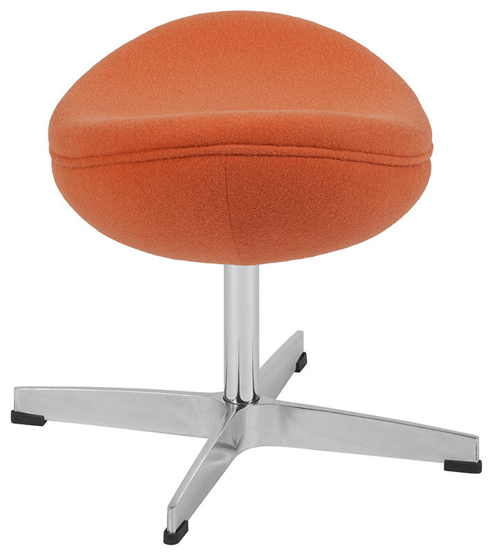 Orange Wool Fabric Ottoman