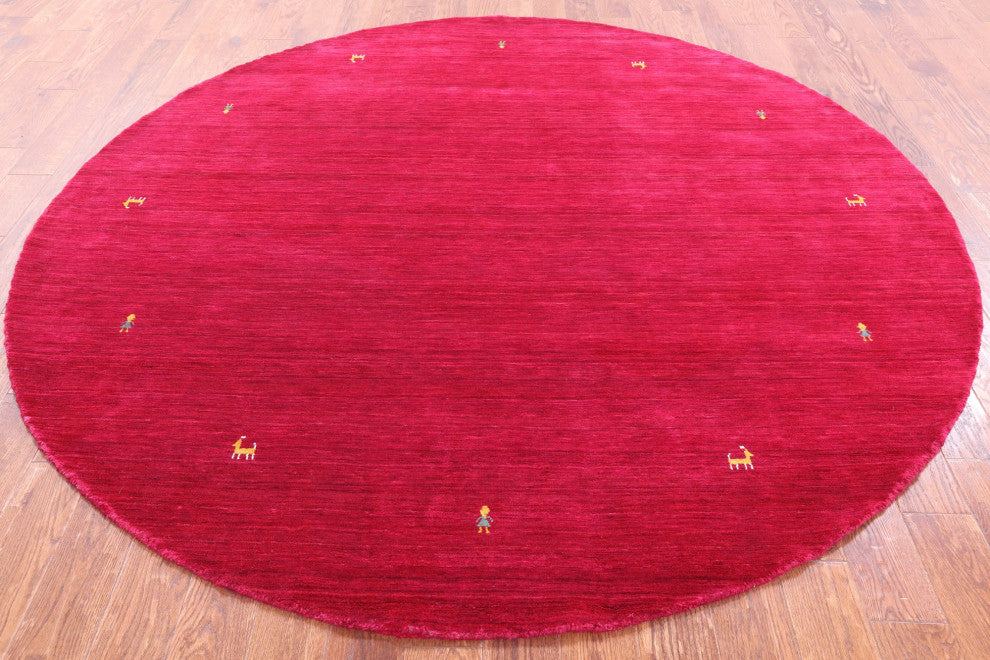 8' Round Persian Gabbeh Handmade Rug - Q15213