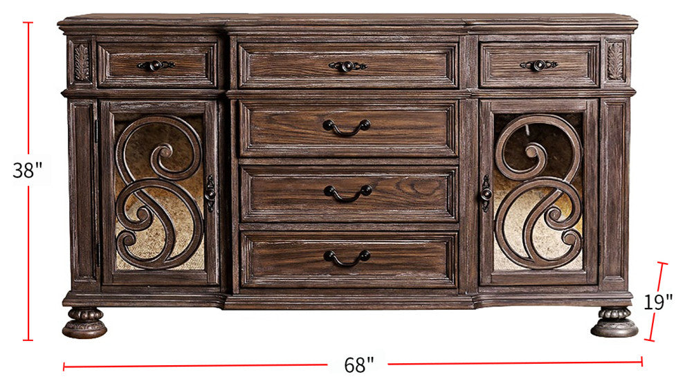 Rustic Natural Tone Dining Room Server, Rustic Natural Tone
