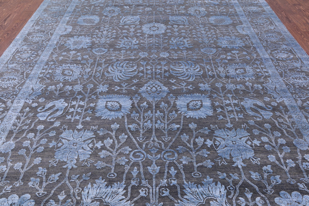 Hand-Knotted Persian Wool and Silk Rug 9' 2" X 12' 3" Q9421