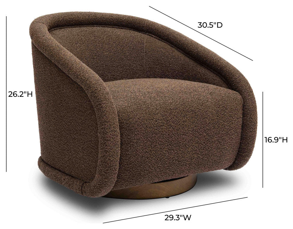 Rory Boucle Swivel Chair, Chocolate Brown