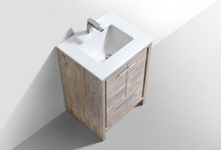 KubeBath Dolce 24" Bathroom Vanity, White Quartz Countertop, High Gloss White, N