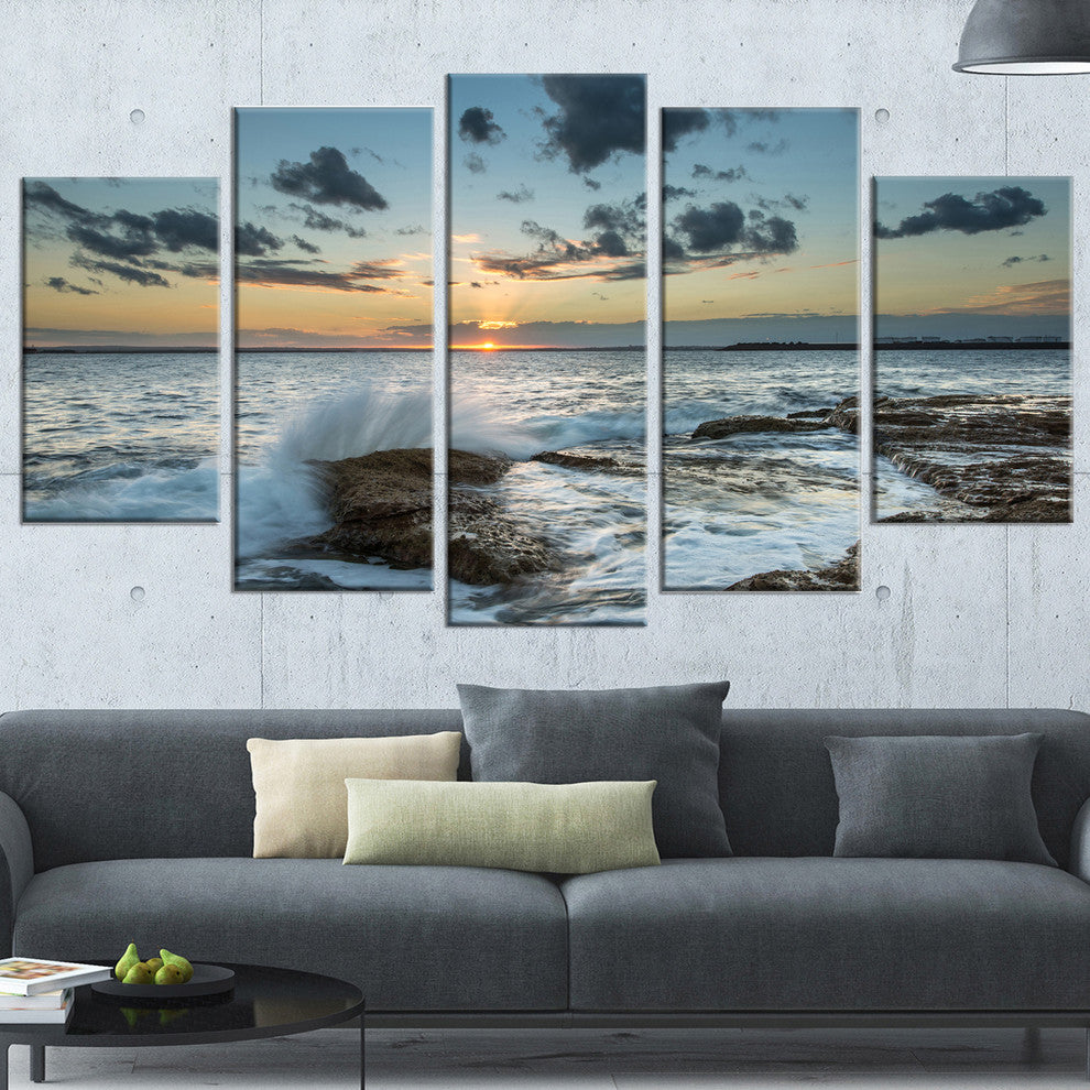 "Bright Sydney Sunset Over Sea" Canvas Print, 5 Panels