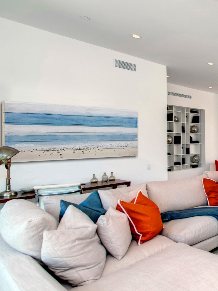 "House Ipanema" Print on White Wood, 60"x20"