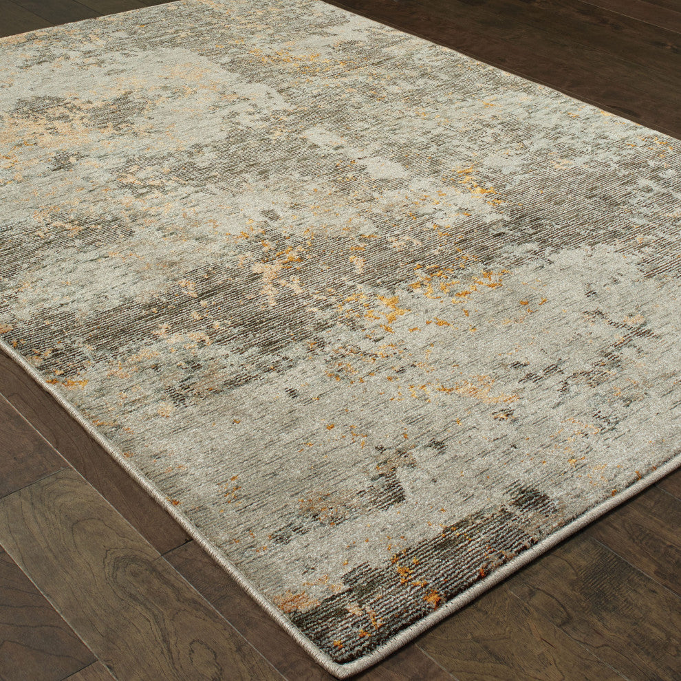 Elements Gilded Marble Gray/Gold Area Rug, 7'10"x10'10"