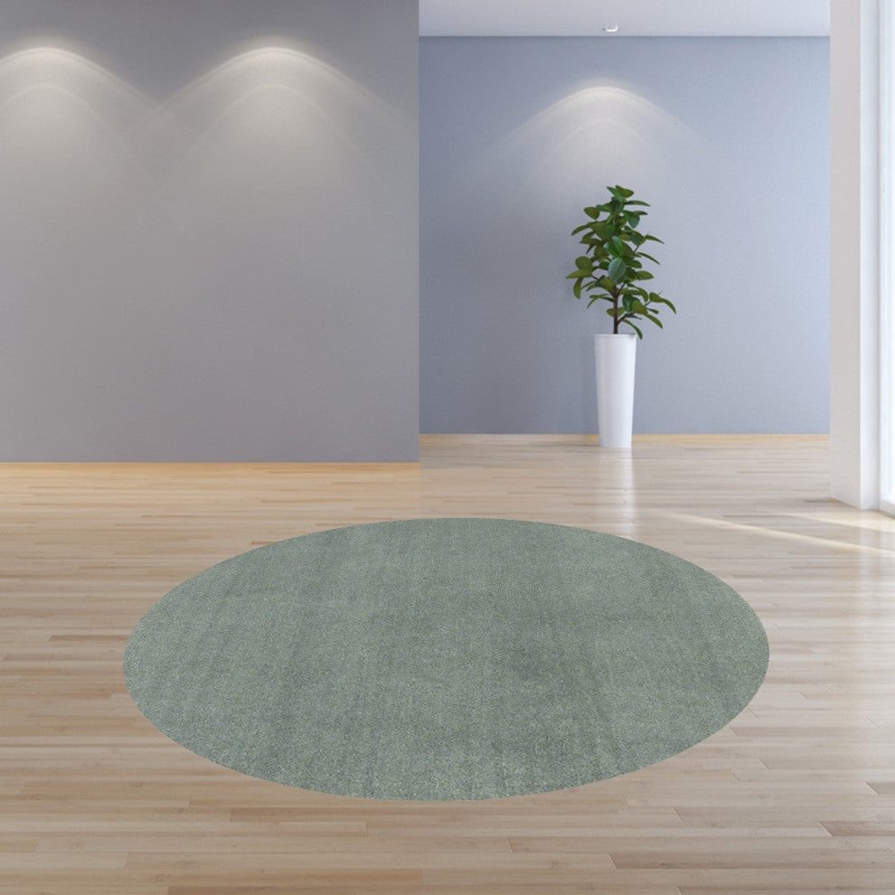 HomeRoots 8' Round Polyester Slate Area Rug