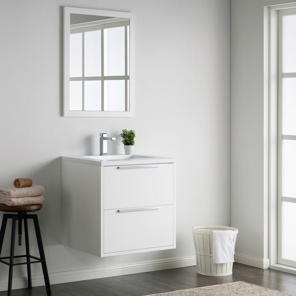 Vanity Alfred 31 With Integrated Solid Surface counter top, Matt White, Matt Bla