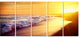 "Bright Yellow Sky With Foam Waves" Seashore Wall Art, 5 Panels, 60"x28"