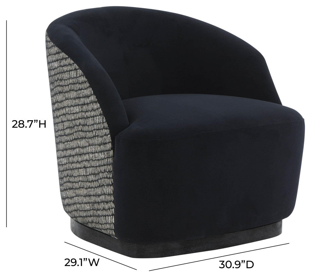 Reese Black Velvet Swivel Chair
