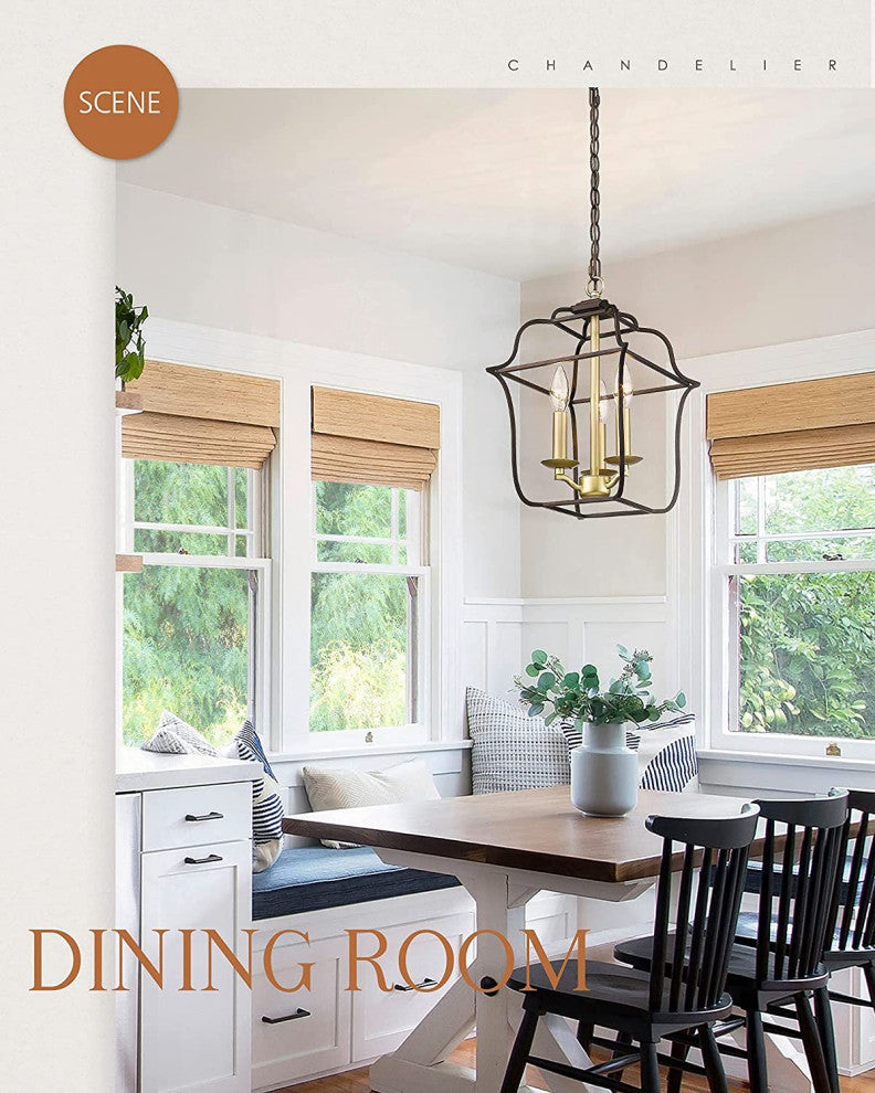 3 Light Lantern Pendant Light Fixture Farmhouse Cage Chandelier