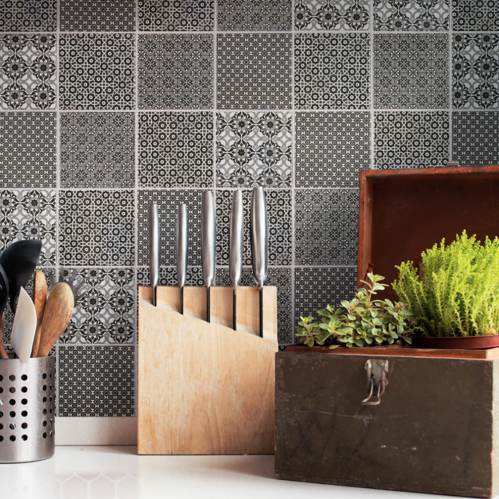 Classico 4" Square Black Porcelain Floor and Wall Tile