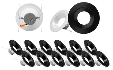 DLR56609120SBK-12PK 5/6", Black 900 Lumen Recessed LED Downlight, 12 Pack