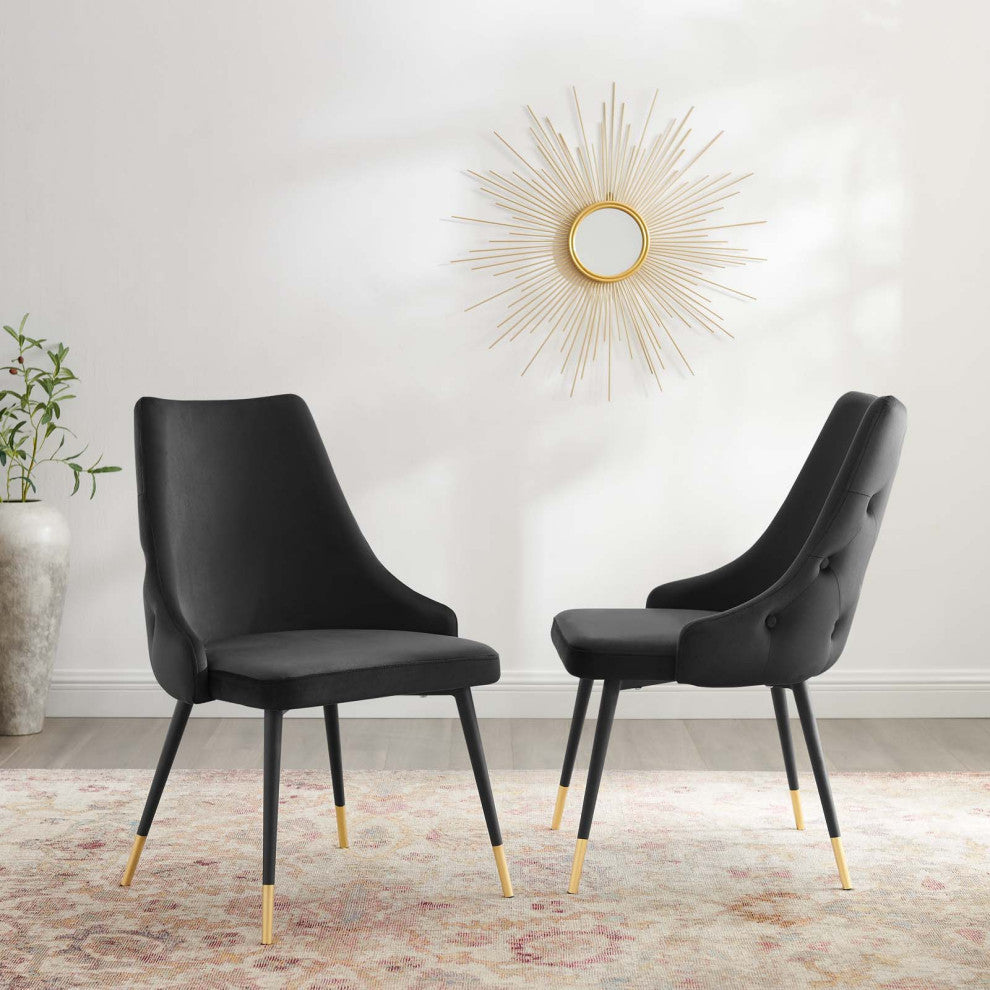 Adorn Dining Side Chair Performance Velvet Set of 2-Black
