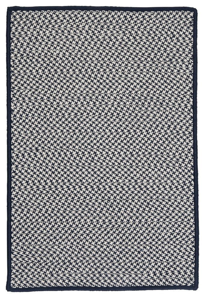 Outdoor Houndstooth Tweed Rug, Navy, 14"x17" Swatch Sample