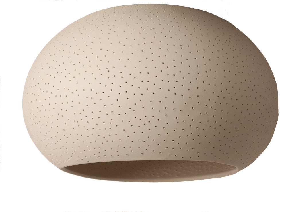 CLAYLIGHT FLUSH MOUNT 12": Minimal Lighting | Ceramic Hanging Lamp, Dot Patten, Incandescent Bulb