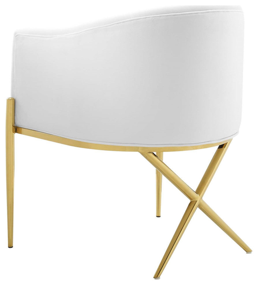 Side Dining Chair, Set of 2, Velvet, Metal, White, Modern, Bistro Restaurant