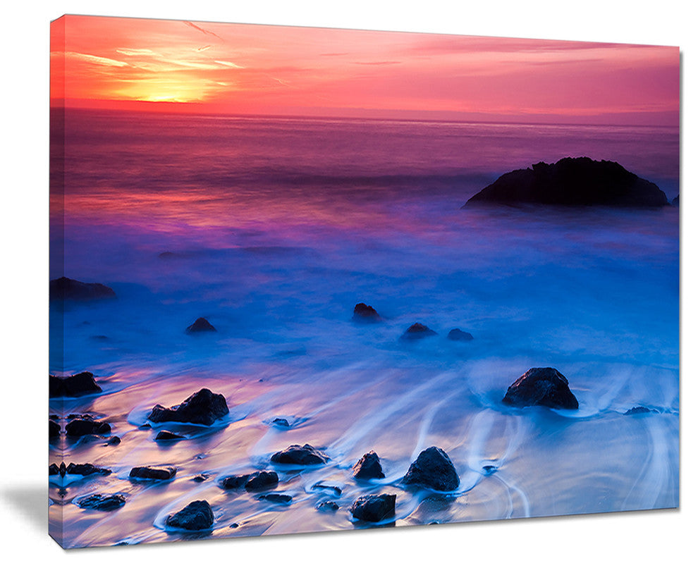 "Bright Colorful Rocky Coast Panorama" Seashore Canvas Art, 40"x30"