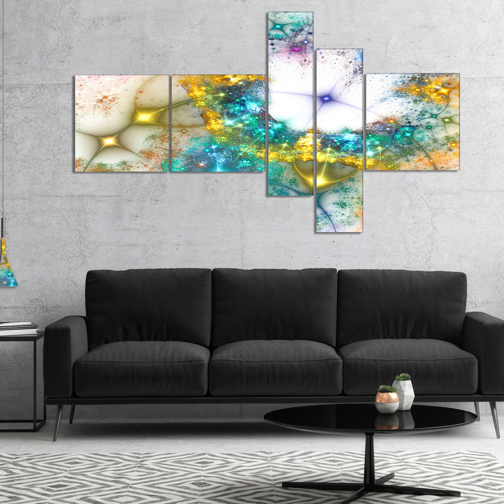 Blue Cosmic Black Hole., Abstract Art on Canvas, 60"x32", 5 panels