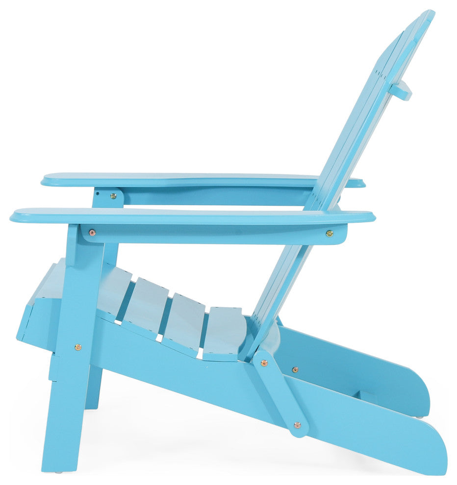 Cartagena Outdoor Acacia Wood Folding Adirondack Chair, Set of 2, Teal