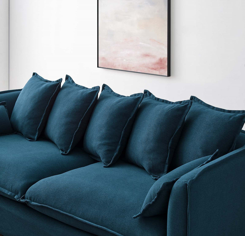Sofa, Fabric, Navy Blue, Modern, Living Lounge Room Hotel Lobby Hospitality