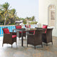 Conduit 7 Piece Outdoor Patio Wicker Rattan Dining Set - Brown Red