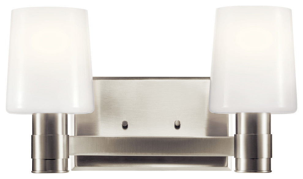 Adani 14.5" 2 Light Vanity With Opal Glass, Brushed Nickel
