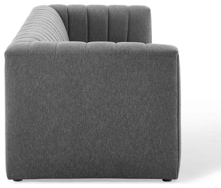 Reflection Channel Tufted Upholstered Fabric Sofa - Charcoal