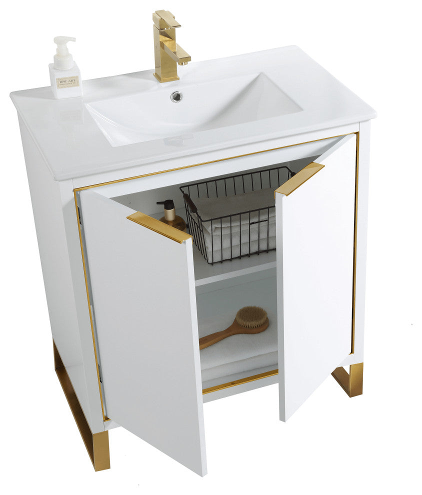 Fine Fixtures Opulence Collection Bathroom Vanity with White Ceramic Sink