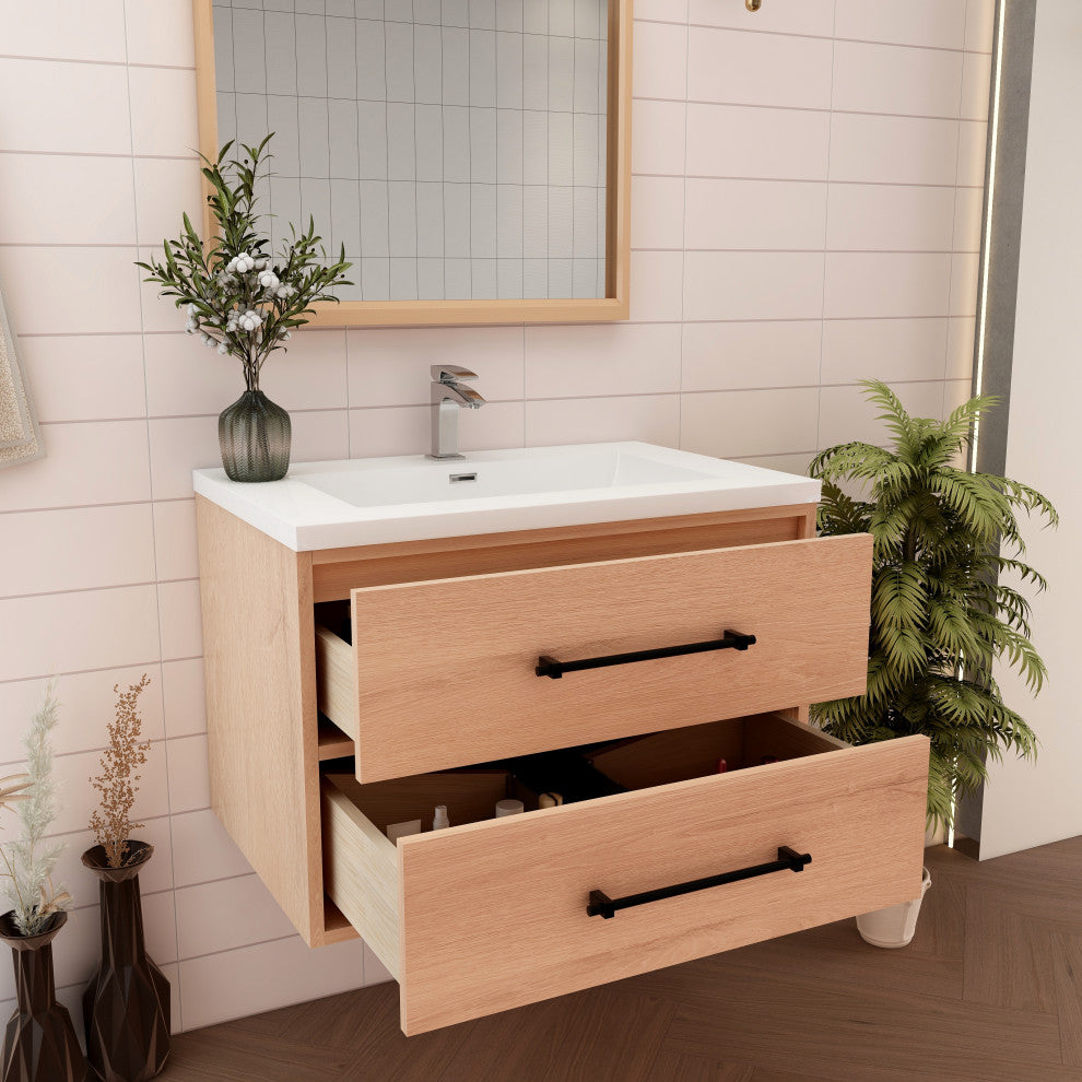 Victoria 30" Solid Wood Bath Vanity, Red Oak
