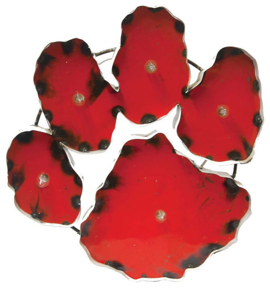 Illuminated Clemson Tigers Paw Recycled Metal Wall Decor