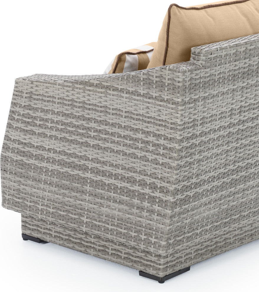 Cannes 5 Piece Sunbrella Outdoor Patio Love and Club Seating Set, Maxim Beige