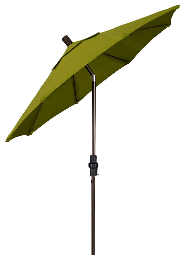 7.5' Bronze Collar Tilt Lift Fiberglass Rib Aluminum Umbrella, Pacifica, Ginkgo