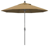 9' Grey Collar Tilt Lift Fiberglass Rib Aluminum Umbrella, Olefin, Straw