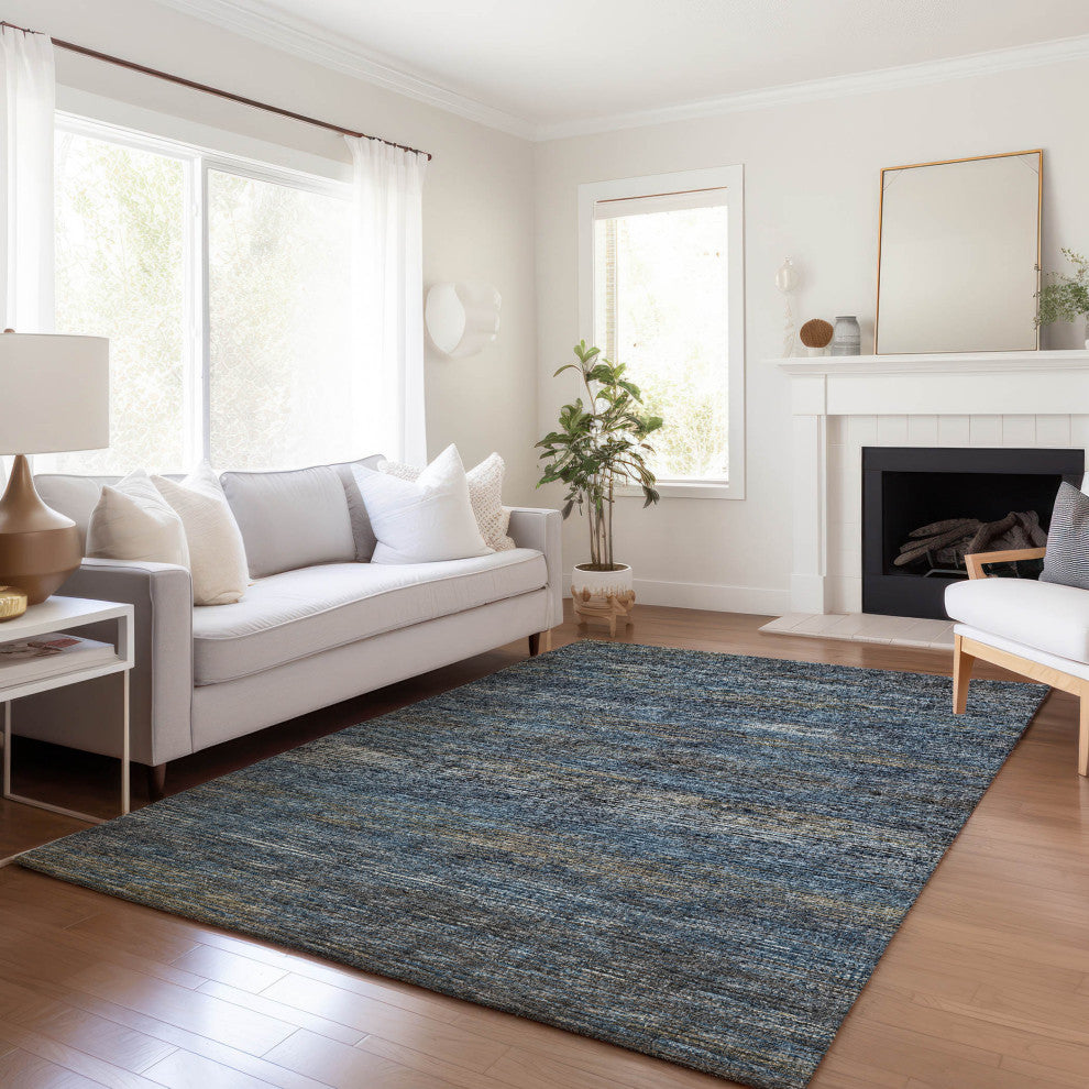 Premium Machine Washable Mayfield AMF32 Blue 9' x 12' Rug
