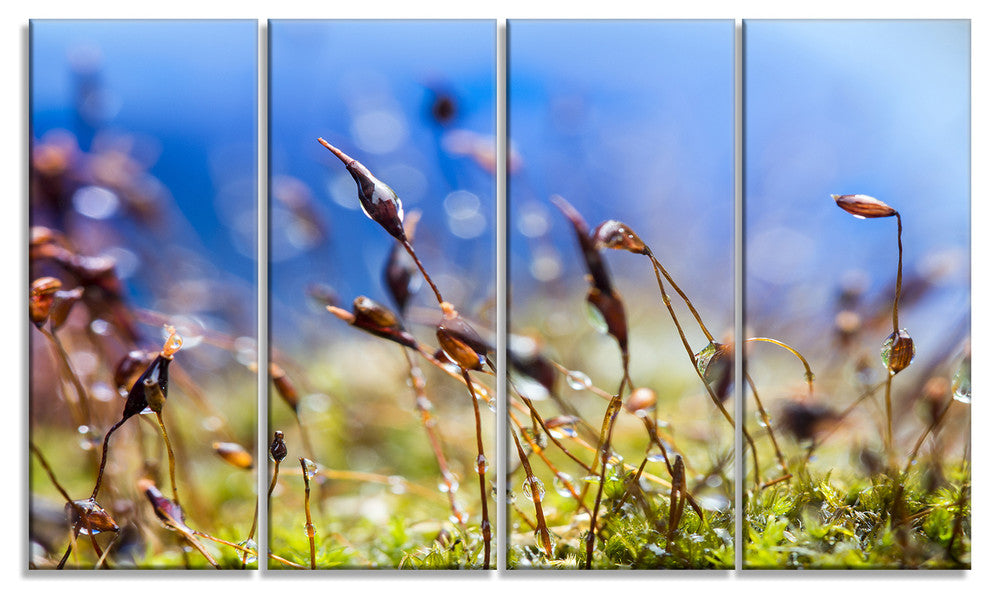 "Abstract Summer Spring Moss Flowers" Landscape Wall Art, 4 Panels, 48"x28"