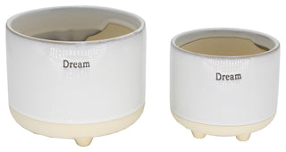 6In and 4.75, Text Dream Ceramic Footed Planter, Set of 2