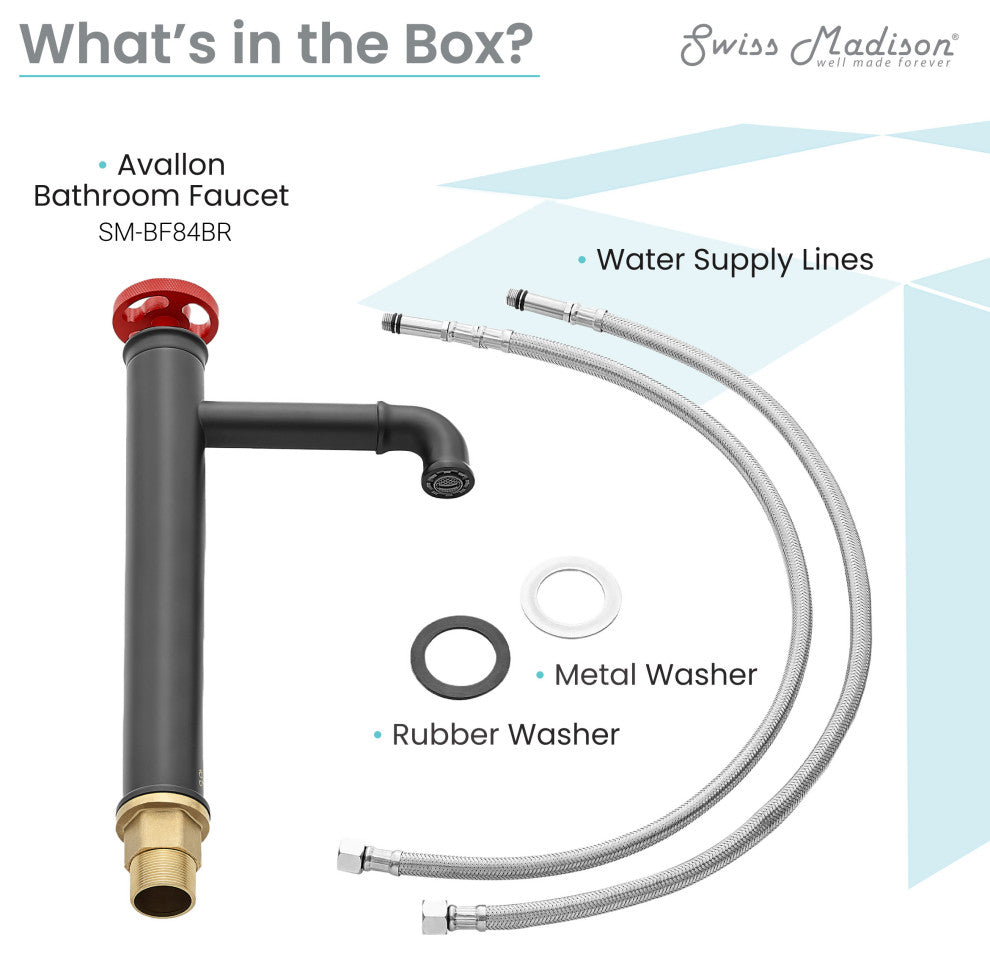 Avallon 12" Single Handle, Bathroom Faucet, Red