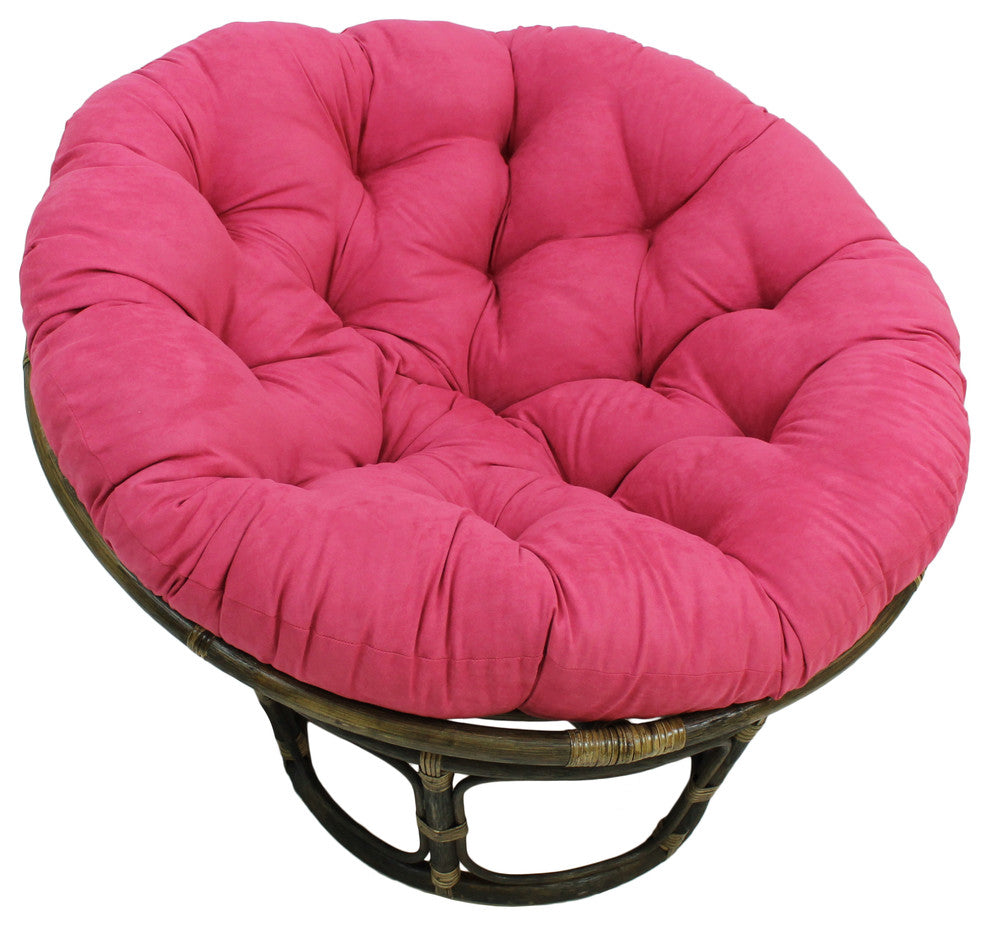 44" Solid Micro Suede Papasan Cushion, Fits 42" Papasan Frame, Bery Berry