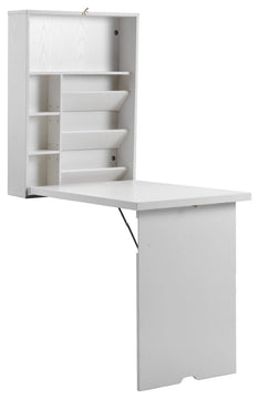 HomeRoots White Finish Folding Murphey Style Desk With Shelves