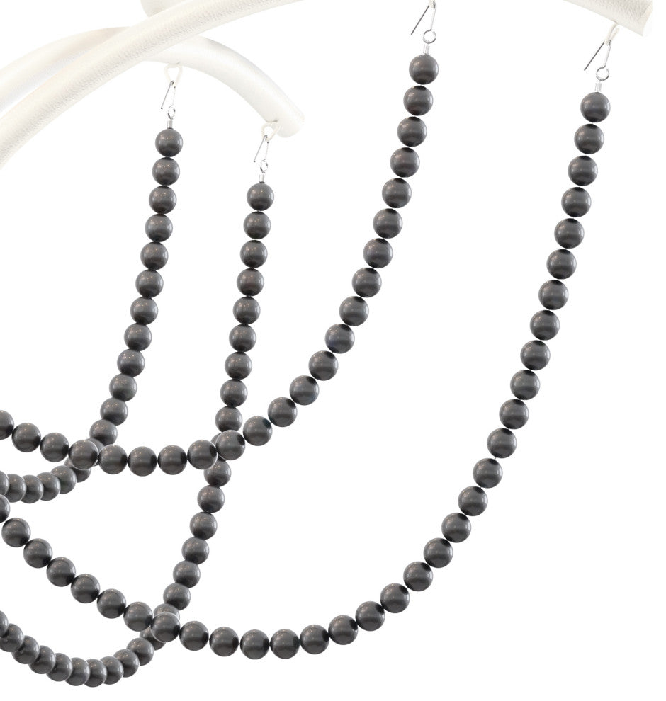 Priscilla 36x28" 10 Light Chandelier, Black Matte, In Dark Gray Pearl