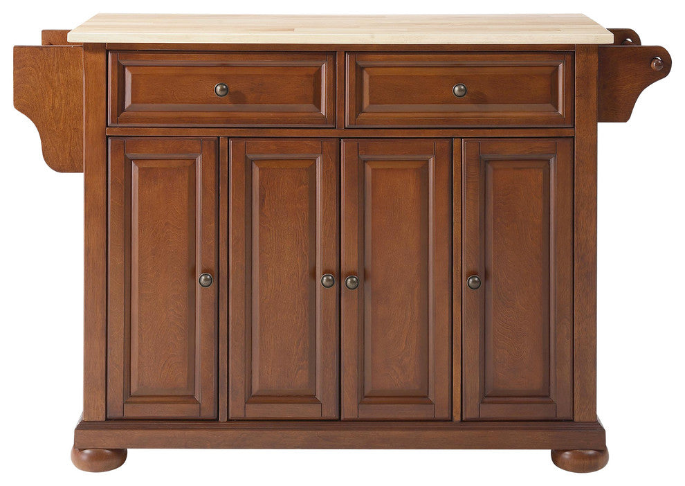 Crosley Furniture Alexandria Natural Wood Top Kitchen Island in Cherry