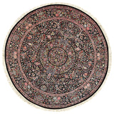 Black Traditional All Over Finely Woven Indo Tabriz Area Rug