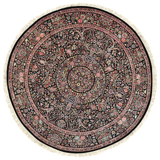 Black Traditional All Over Finely Woven Indo Tabriz Area Rug